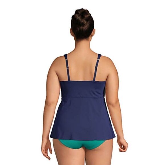 Land’s End Plus Size Flutter soft cup shoulder strap padding Tankini navy XL 18 - Picture 4 of 5